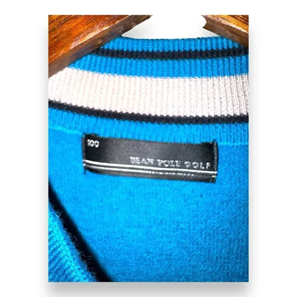 Blue Bean Pole Golf Wool Quarter Zip Sweater vest Size M